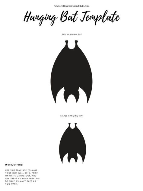 Halloween Decorations Diy Paper, Diy Paper Bats, Bat Printable, Halloween Bats Crafts, Easy Halloween Decor, Paper Bats, Halloween Decorations Diy, Bat Template, Bat Craft