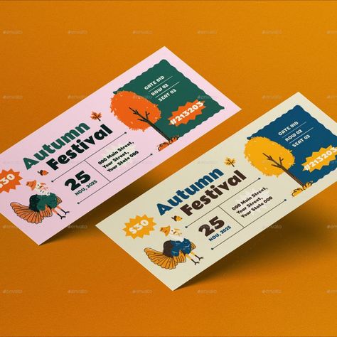 Alternative Color Flat Design Autumn Festival Ticket Festival Ticket, Ticket Design, Autumn Design, Autumn Festival, File Organization, School Art Projects, Graphic Design Photography, Fall Festival, Image Photography