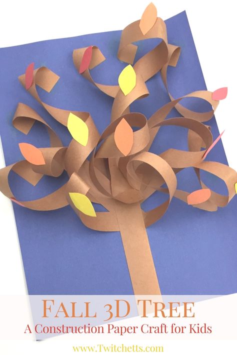 This constructions paper tree is a fun 3d construction paper craft. Create it all seasons by just switching up the fall leaves for blossoms, green leafs, apples, or leave them bare. First Grade Fall Art Projects, How To Make A Tree, Construction Paper Tree, Paper Tree Craft, Construction Paper Art, 3d Construction, Construction Paper Crafts, Fall Art Projects, 3d Tree