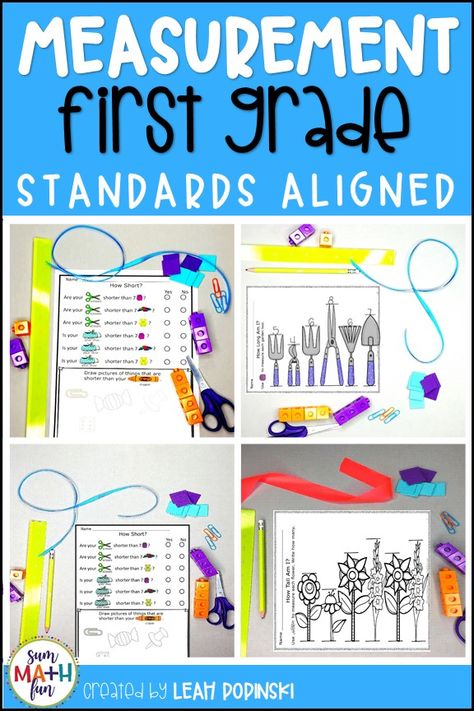 Fun measurement for first grade! Students love 'measuring the room' as they practice measurement using worksheets that go along with hands-on activities. First Grade Measurement Activities, Teaching Measurement 1st, Measuring Activities For 1st Grade, Measurement Grade 1, Measurement First Grade, Grade 1 Measurement, 1st Grade Measurement, First Grade Measurement, Math Measurement Activities