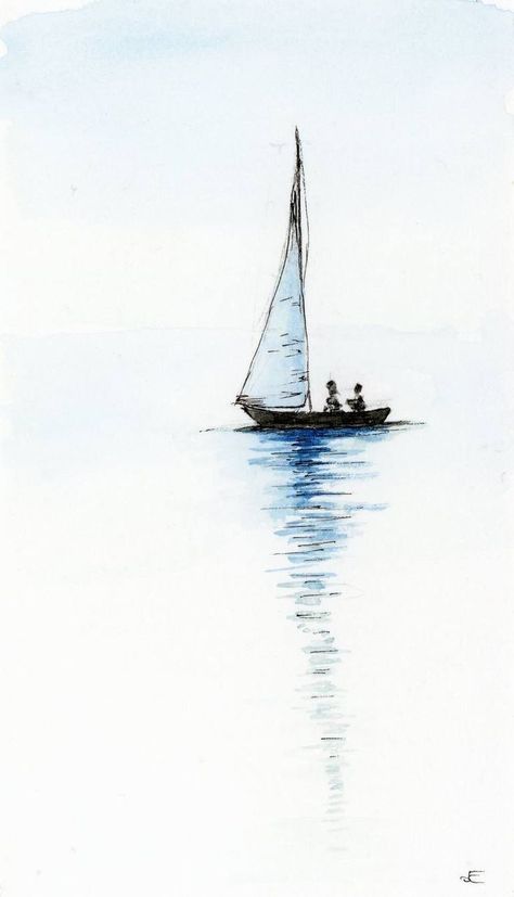 Sailboat Drawing, Watercolor Boat, Boat Drawing, Watercolor Paintings For Beginners, Diy Watercolor Painting, Boat Painting, Art Gallery Wallpaper, Watercolor Ink, Black And White Painting