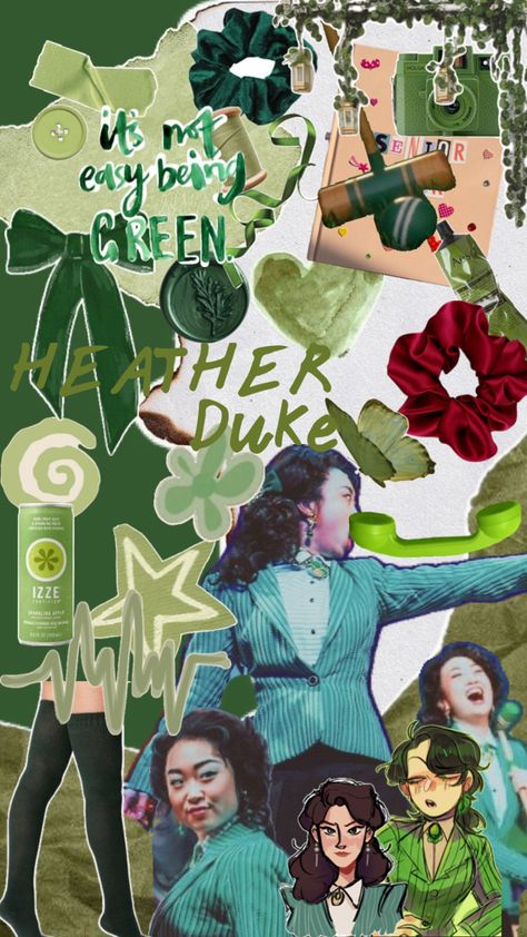 Green wallpaper Heather duke Duke Wallpaper, Heathers Wallpaper, Heather Duke, Musical Wallpaper, Heather Chandler, Heathers The Musical, Wallpaper Collage, Theatre Kid, Musical Theatre