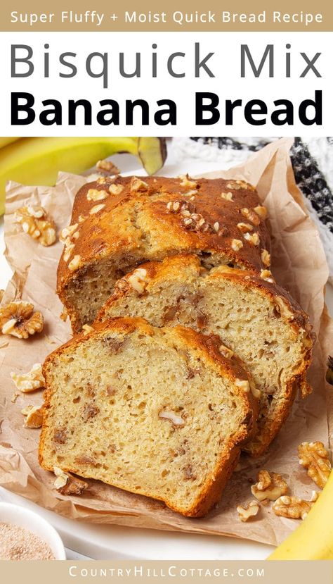 Banana Bread With Bisquick Easy Recipes, Banana Bread Recipe Bisquick, Bisquick Recipes Banana Bread, Bus Quick Banana Bread, Bisquick Banana Bread Recipe Easy, Banana Bread Pancake Mix Recipe, Jiffy Mix Banana Bread Recipe, Bisquick Banana Bread Recipe, Jiffy Banana Bread Recipe