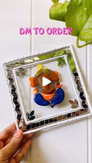 Ganesh Clay Art, Lippan Art Ganesha, Clay Ganesha, Lippan Art, January 1, Mirror Work, Ganesha, Clay Art, Size 6