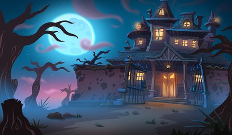 Check out this @Behance project: “Halloween Background” https://www.behance.net/gallery/54594111/Halloween-Background Gost House Background, Halloween Environment Concept Art, Cartoon Horror Background, Gost Background, Gacha Halloween Background, Halloween Anime Background, Background Horror, Horror Background, 2d Background