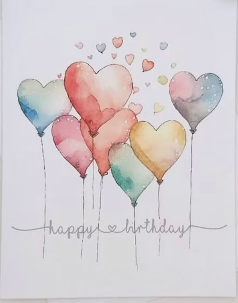 Watercolour Balloons Birthday Cards, Happy Birthday Wishes Watercolor, Watercolor Bday Cards For Men, Easy Watercolor Birthday Cards Diy, Watercolor Paintings Birthday Card, Easy Watercolor Greeting Cards, Watercolor Greeting Cards Diy, Watercolor Birthday Cards Diy, Handmade Watercolor Cards