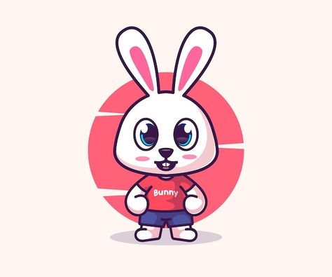 Bunny Mascot, Nature Character, Bunny Character, Mascot Illustration, Sticker Ideas, Character Reference, Baby Design, Cartoon Style, Illustration Vector