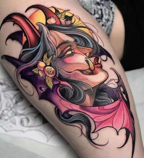 Neo Traditional Animal Tattoo, Neo Traditional Tattoo Art, Traditional Animal Tattoo, Neo Traditional Tattoos, Colored Tattoo Design, Neo Tattoo, Nouveau Tattoo, Traditional Tattoo Design, Traditional Tattoo Art