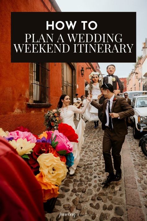 More couples are opting to extend their special day into a multi-day wedding weekend full of activities. If this sounds like something you’re interested in, but you’re unsure about the logistics, check out this guide for tips and advice on how to plan a wedding weekend itinerary. | Image by Mariana Pierce Wedding Weekend Activities, Wedding Weekend Ideas, Weekend Wedding Itinerary, Wedding Weekend Itinerary, Getaway Wedding, Honey Photography, Barcelona Wedding, Summer Wedding Bouquets, Plan A Wedding