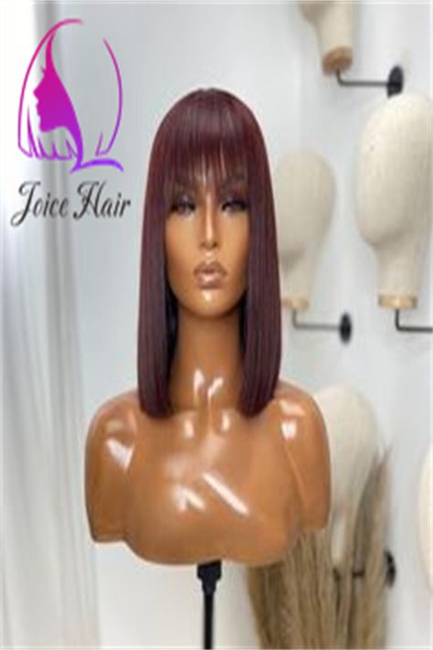 top-quality 100%human virgin hair we provide Customized services in Different colors/sizes/densities and High qualities You can contact me if you need  WhatsApp.me: +86 13954201581 Burgundy Bob With Bangs, Burgundy Bob, Closure Bob, Lace Closure Bob, Bang Wig, Wavy Hair Extensions, Human Hair Wigs Blonde, Wig Straight, Dark Blonde Hair