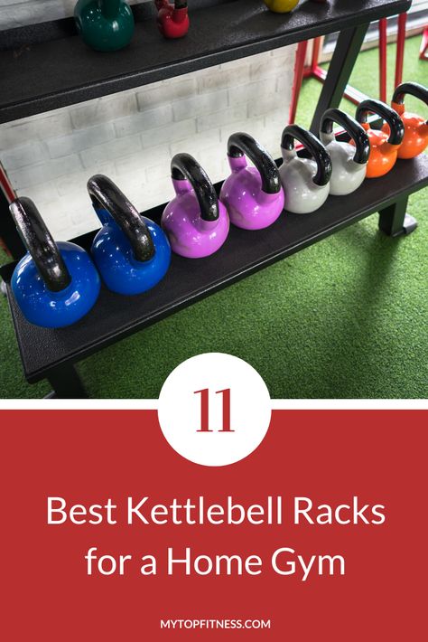 Get the best kettlebell rack to organize your kettlebells and streamline your workout. Learn the types of kettlebell racks and 11 best racks for your gym | mytopfitness.com | Please Repin and Read | #kettlebellrack #homegym #functionalfitness Kettlebell Organization, Diy Kettlebell Rack, Kettlebell Storage Diy, Kettlebell Storage, Kettlebell Core, Kettlebell Deadlift, Kettlebell Set, Kettlebell Rack, Dream Gym