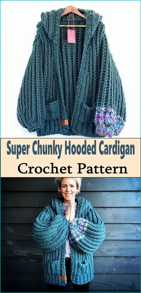 Crochet Chunky Cardigan Patterns - Complete Guide Hoodie Cardigan Crochet Pattern, Hooded Chunky Cardigan Pattern, Crochet Hoodie Cardigan, Crochet Jacket With Hood, Cardigan Crochet Pattern Free Women, Round Cardigan Crochet Pattern, Crochet Clothes Sweaters & Cardigans, Baggy Crochet Cardigan, Crochet Wool Cardigan