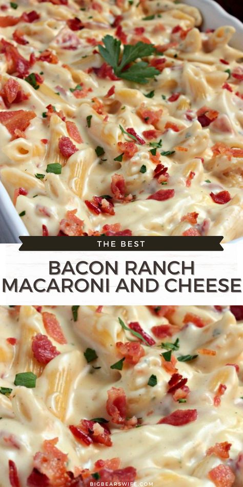 Ranch Macaroni And Cheese, Shell Pasta, Cheese Casserole, Pasta Dinner Recipes, Bacon Grease, Bacon Ranch, American Cheese, Ranch Seasoning, Dry Mustard