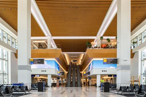 Once maligned, New York’s LGA airport looks better than ever. Delta Design, New York Restaurant, Laguardia Airport, Manhattan Restaurants, Airport Terminal, Airports Terminal, Sensory Room, Domestic Flights, Delta Airlines