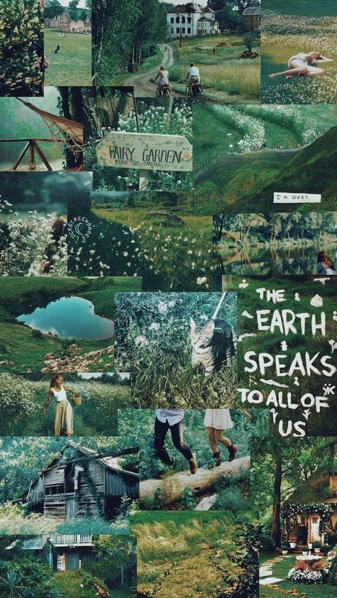 "The Earth Speaks To All Of Us" > nature theme collage > earth child > green Aesthetic Pastel Green, Ipoh, Wallpaper Animes, Collage Background, Wallpaper Iphone Christmas, Aesthetic Pastel, Trendy Wallpaper, Aesthetic Pastel Wallpaper, Tumblr Wallpaper