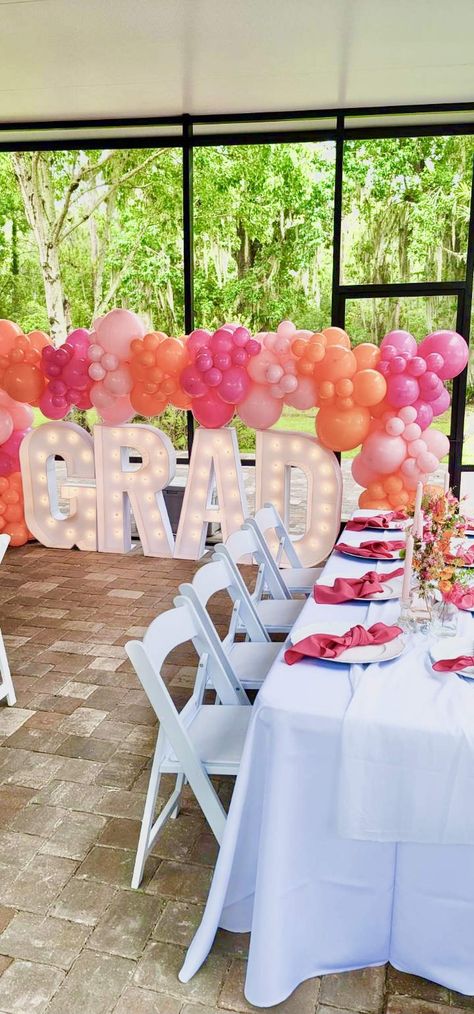 Graduation/End of School Graduation/End of School Party Ideas | Photo 4 of 8 Graduation Party Colors, Outdoor Graduation Party, Grad Party Centerpieces, End Of School Party Ideas, Pink Graduation Party, Grad Party Theme, Girl Graduation Party, End Of School Party, Graduation Party Pictures