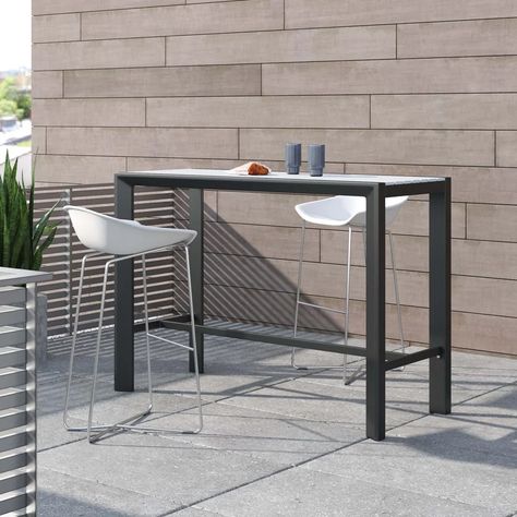 Wade Logan® Noland Bar Table | Wayfair Outdoor Bar Height Table, Bar Outdoor, Pub Chairs, Outdoor Bar Table, Bar Height Table, Height Table, High Table, Table Black, Bar Height