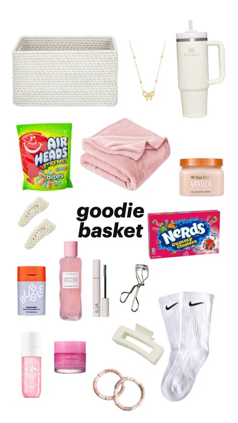 This goodie basket could be for a friend, a loved one or if you are a parent… your child! So many things a teen/ pre-teen girl would love💕 Goodie Basket, A Teen, Baskets, Parenting