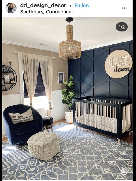 Black And Navy Nursery, Neutral And Navy Nursery, Navy Accent Nursery, Navy Nursery Furniture, Dark Blue Nursery Boy, Navy Blue Nursery Ideas, Blue And Black Nursery, Nursery Ideas Navy, Navy Nursery Neutral