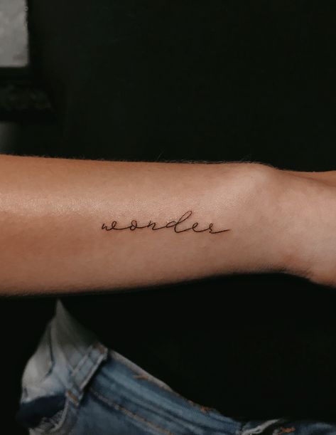 #wonder #wondertattoo Stevie Wonder Tattoo, Wonder Tattoo, Text Tattoo, Tattoo Script, Stevie Wonder, Word Tattoos, Tattoos And Piercings, Tattoo Quotes, Tatting