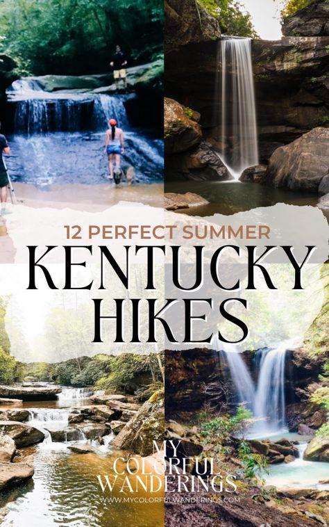 What you may not know is that Kentucky is also an incredibly underrated hiking destination. It's easy to forget that the South has epic hiking within vast forests of rhododendrons, natural rock bridge formations, sweeping scenic views, and over 700 waterfalls in Kentucky! While you're checking off your Kentucky summer bucket list, here are some of the best hikes in Kentucky! Road Trips, Kentucky Travel Guide, USA Destinations, waterfalls in Kentucky, Kentucky waterfalls Kentucky Waterfall Road Trip, Mccreary County Kentucky, Hiking In Kentucky, Kentucky Road Trip, Kentucky Waterfalls, Natural Bridge Kentucky, Kentucky Hiking, Kentucky Summer, Kentucky Camping