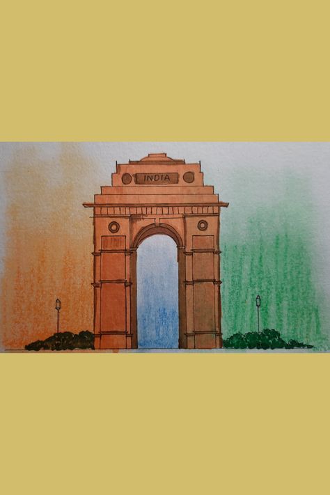 How to draw India Gate l How to paint India Gate l Thank you !!! India Gate Drawing Easy, India Gate Drawing, Digital India Drawing, Gate Drawing, Indian Independence, Gate Way, Indian Independence Day, India Gate, Independence Day India