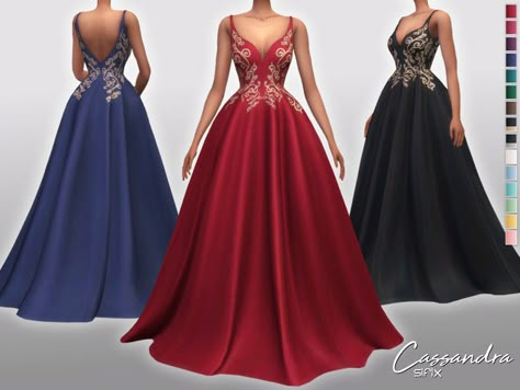 A low-cut princess ball gown with gold details, available in 15 colors. Found in TSR Category 'Sims 4 Female Formal' Sims 4 Royalty Clothing, Sims 4 Sifix Dress, Sims Prom Dress, Sims 4 Ball Gown Maxis Match, Sifix Sims 4 Cc, Sims 4 Quinceanera Cc, Sims 4 Prom Dress Cc Maxis Match, Sims 4 Cc Prom Dress, Sims 4 Prom Dress