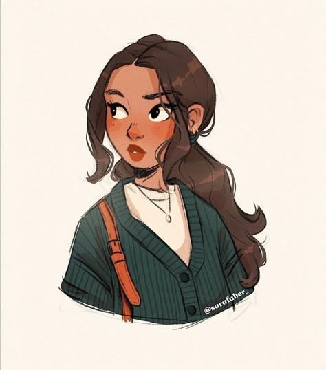 A Drawing, Brown Eyes, Brown Hair, A Girl, A Woman, Green, Hair, Instagram, Art