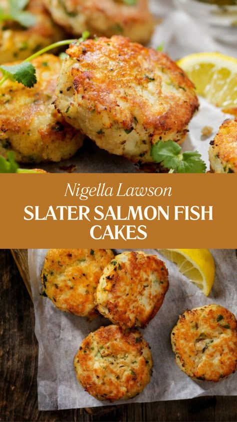 Nigel Slater Salmon Fish Cakes Fresh Salmon Cakes Recipe, Potato Salmon Cakes, Mini Salmon Cakes, Salmon Fish Cakes Recipe, Nigel Slater Recipes, Fish Cakes Recipe Easy, Salmon Cakes With Fresh Salmon, Baked Fish Cakes, Salmon Pastry