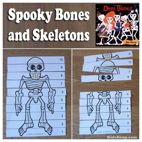 Bones And Body Preschool Theme, Bones Activities For Preschool, Bones Theme Preschool, Skeleton Activities For Kindergarten, Bones Activity For Preschool, My Body Preschool, Dem Bones Activities, Prek Bones Activities, Bones Song