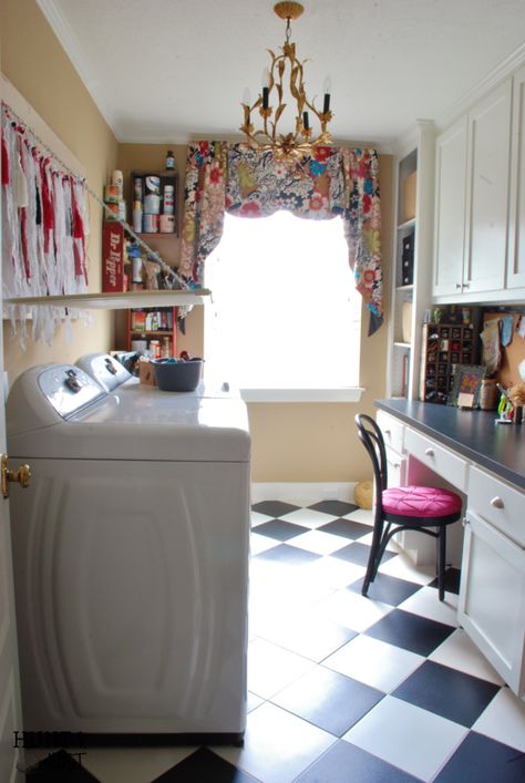 hunt and host home tour link up laundry Laundry And Craft Room Ideas, Craft Room In Laundry Room, Craft Laundry Room, Sewing Laundry Room, Laundry Room Office Combo Layout, Laundry Craft Room Combo, Laundry Room Craft Room Combo, Laundry Room Office Combo, Laundry Sewing Room