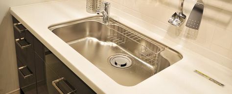 2021 Average Undermount vs Drop-In Sink Costs - Pros versus Cons of Undermount and Drop-In Sink - Price Comparison Composite Sinks, Types Of Countertops, Drop In Sink, High End Kitchens, Porcelain Sink, Laminate Countertops, Undermount Kitchen Sinks, Undermount Sink, Stainless Steel Sinks