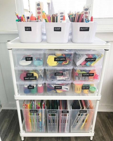 Hiasan Bilik Tidur, Art Supply Organization, House Organisation, Homeschool Room, Playroom Organization, Kids Room Organization, Homeschool Organization, Art Organization, Toy Rooms