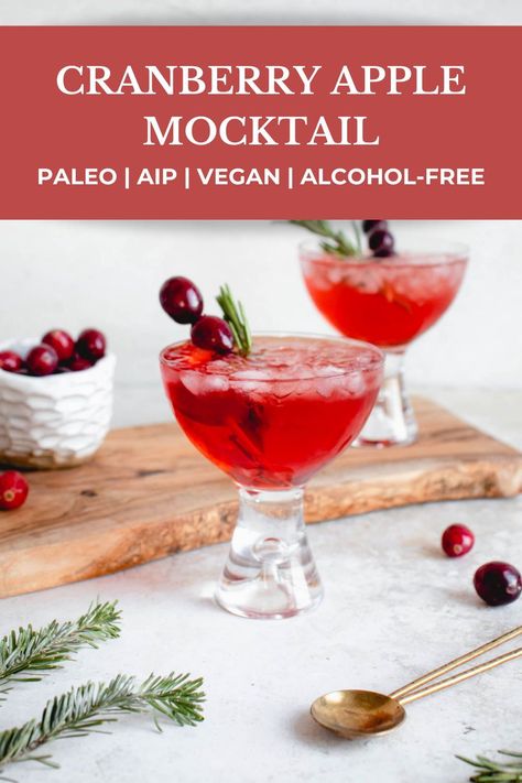 Mocktail Cranberry, Apple Mocktail, Aip Drinks, Paleo Holiday Recipes, Holiday Mocktail, Unsweetened Cranberry Juice, Aip Breakfast, Paleo Drinks, Vegan Paleo Recipes