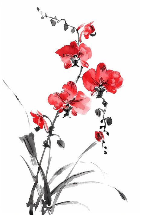 #OrchidPainting #InkPaintingStyle #UltraHighDefinition #Gongbi #CharmingSketch #WhiteBackground Gongbi Painting, Orchids Painting, Inspirational Digital Art, Rosé Phone, Photography Movies, Construction Toy, Photography Games, Random Art, Ink Painting