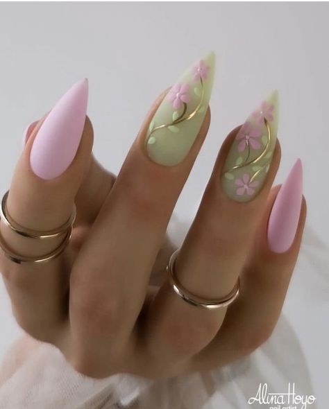 Express Yourself with These Spring Nail Trends! #nailtrends #springnails #nails #manicure #springmanicure #naildesigns #nailart #manicure2524 Light Pink And Green Nails, Light Green Nail Ideas, Light Pink Nail Designs, Rose Quartz Nails, Quartz Nails, Bridesmaids Nails, April Nails, Quartz Mineral, Nails Inspired