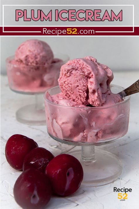 Sour Cream Ice Cream, Recipes For Plums, Mulberry Ice Cream Recipe, Plum Dessert Recipes, Frozen Plum Recipes, Easy Plum Dessert, Interesting Ice Cream Flavors, Easy Plum Pudding, No Churn Ice Cream Recipes