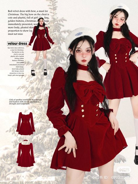 Kawaii Christmas Outfits, Christmas Outfits Dressy, Outfits Punk, Sirens Fashion, Douyin Fashion, Punk Style Outfits, Preformance Outfits, Christmas Outfits, Fashion Project