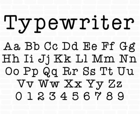 Font Typewriter, Old Typewriter Font, Svg Letters, Typewriter Letters, Font For Cricut, Computer Font, Script Alphabet, Typewriter Font, Tattoo Script