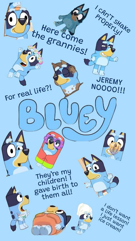 Bluey and some of her iconic sayings! Iconic Sayings, Bingo Quotes, Bingo Funny, Cute Backgrounds For Iphone, Funny Lockscreen, Cute Fall Wallpaper, Cute Funny Cartoons, Funny Pix, Cute Cartoon Characters