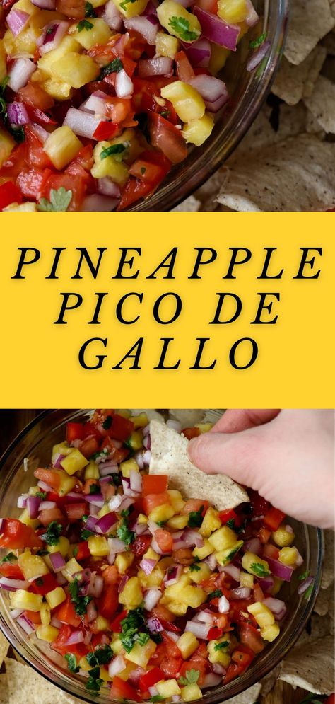 Pineapple pico de gallo is a simple and delicious recipe you absolutely HAVE to try this summer! Prepare the ingredients and mix it all up, it's that quick and easy! This is a life-saving last-minute recipe for just about any gathering, a yummy snack option, or perfect to use as a topping on the next taco night. Pineapple Pico, Pineapple Salsa Recipe, Bread Dipping, Mild Salsa, Homemade Spice Blends, Homemade Condiments, Delicious Appetizer Recipes, Charcuterie Inspiration, Charcuterie And Cheese Board