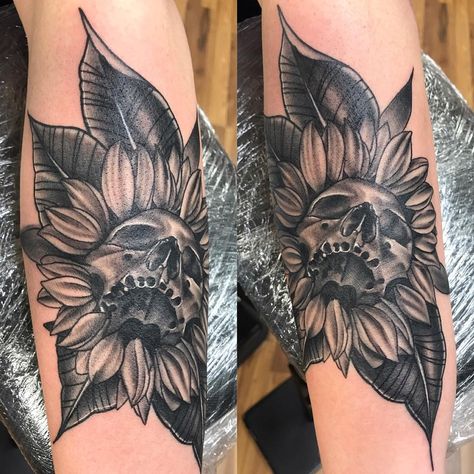 Creepy Sunflower Tattoo, Sunflower And Skull Tattoo, Skull And Sunflower Tattoo, Sunflower Skull Tattoo, Loki Tattoos, Skull And Sunflower, Loki Tattoo, Skull Tattoo Flowers, Baulders Gate 3