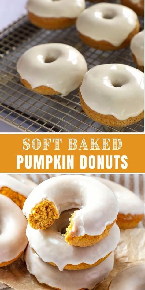 Homemade Baked Donuts, Donuts Homemade, Pumpkin Donuts Recipe, Maple Icing, Dessert Pumpkin, Doughnut Recipe Easy, Baker By Nature, Homemade Donuts Recipe, Baked Donut Recipes