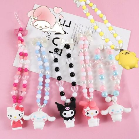 Just found this amazing item on AliExpress. Check it out! $4.91 30％ Off | Kawaii Sanrio Hello Kitty Beaded Phone Chain Melody Kuromi Cinnamoroll Purin Mobile Phone Anti-Lost Bow Charm Chain Pendant Gift Sanrio Painting, Cinnamonroll Sanrio Jewelry, Sanrio Matching Necklace, Phone Charm Hello Kitty, Kuromi Phone Charm, My Melody And Kuromi Necklace, Manik Manik, Kuromi Cinnamoroll, Kawaii Sanrio