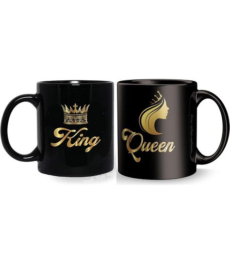 Youth Style" King Queen" Printed Full Black Coffee and Tea Ceramic Mug- 11Oz Black Mug Gift for Birthday Husband, Couple, Friends, Lover, Brother, beutyfull Mug Set of 2 Mugs. #amazon #couple #couplegoals #coffee #mug Link:- https://amzn.to/3u20ad3 Couple Cups Ideas, Tea Cup Decorations, Birthday Husband, Mother's Day Projects, Black Nails With Glitter, Tea Cup Design, Homemade Beauty Recipes, Couple Friends, Black And White Couples