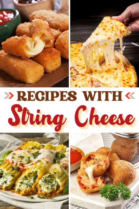 String Cheese Recipes, Gourmet Entrees, Cheese Sticks Recipe, Cheese Manicotti, Bagel Bites, Cheese Snacks, String Cheese, Weekly Meal Plan, Cheese Sticks