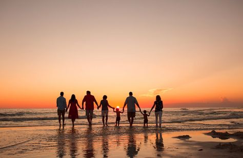 Family walking on the beach at sunset in Panama City Beach Sunset Family Photos, Energetic People, Sunset Shoot, Family Walking, Big Family Photos, Hair Roblox, Beach Drawing, Beach Watch, Walking On The Beach