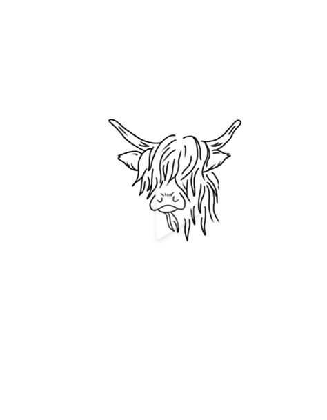 Fuzzy Cow Tattoo, Mini Highland Cow Tattoo, Fluffy Cow Tattoo, Highland Cow Tattoo Simple, Cow Outline Tattoo, Agriculture Tattoo, Highland Cow Drawing, Highland Cow Tattoo, Scottish Tattoos