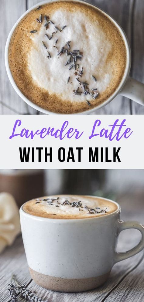 Lavender Latte with Oat Milk - Le Petit Eats Lavender Simple Syrup, Oat Milk Latte, Lavender Latte, Relaxing Morning, Easy Breakfast Brunch, Latte Recipe, Matcha Latte, Oat Milk, Cooking Dinner