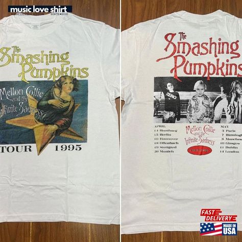 90'S Smashing Pumpkins Tour 1995 T-Shirt Mellon Collie And The Infinite Sadness Shirt Classic Hoodie Check more at https://musicloveshirt.com/product/90-s-smashing-pumpkins-tour-1995-t-shirt-mellon-collie-and-the-infinite-sadness-shirt-classic-hoodie/ Smashing Pumpkins Shirt, Mellon Collie And The Infinite, Pumpkin Tshirt, Smashing Pumpkins, Pumpkin Shirt, Tour Shirt, Trendy Colors, Cool Tees, Stylish Shirts